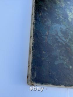 ANTIQUE Painting ILLUSTRATION MASTERFUL PORTRAIT STREET SCENE TOWN LARGE OIL 39