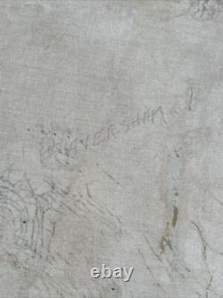 ANTIQUE Painting ILLUSTRATION MASTERFUL PORTRAIT STREET SCENE TOWN LARGE OIL 39