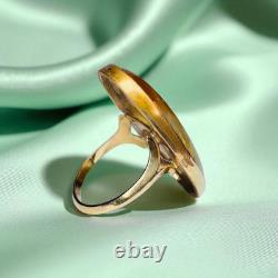 ANTIQUE- Victorian LARGE Natural Dendritic Agate Ring 10K Gold -Size 6 -6.1g