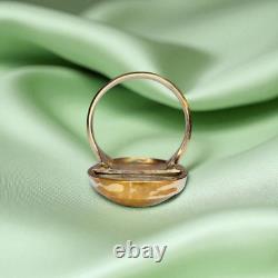 ANTIQUE- Victorian LARGE Natural Dendritic Agate Ring 10K Gold -Size 6 -6.1g