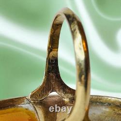 ANTIQUE- Victorian LARGE Natural Dendritic Agate Ring 10K Gold -Size 6 -6.1g