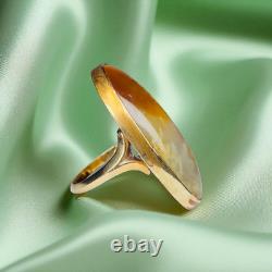 ANTIQUE- Victorian LARGE Natural Dendritic Agate Ring 10K Gold -Size 6 -6.1g