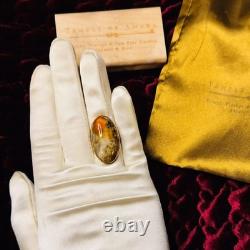 ANTIQUE- Victorian LARGE Natural Dendritic Agate Ring 10K Gold -Size 6 -6.1g