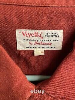 AUTUMN ORANGE COMFY 50s? Vintage VIYELLA HATHAWAY LOOP COLLAR ROCKABILLY Shirt