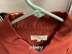 AUTUMN ORANGE COMFY 50s? Vintage VIYELLA HATHAWAY LOOP COLLAR ROCKABILLY Shirt