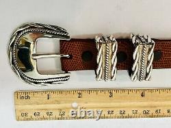 Alexander's Belts & Buckles Sterling Silver Large Ranger Buckle Lizard Belt 38