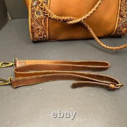 American Darling Tooled Leather Double Handle Strap Conceal Carry Purse Bag Tote