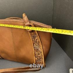 American Darling Tooled Leather Double Handle Strap Conceal Carry Purse Bag Tote