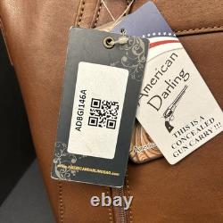 American Darling Tooled Leather Double Handle Strap Conceal Carry Purse Bag Tote