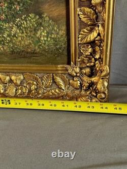 Antique 19th Century Signed European Rococo Revival Oil Painting Court Scene