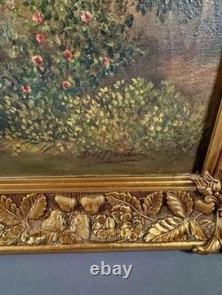 Antique 19th Century Signed European Rococo Revival Oil Painting Court Scene