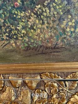 Antique 19th Century Signed European Rococo Revival Oil Painting Court Scene