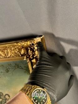 Antique 19th Century Signed European Rococo Revival Oil Painting Court Scene