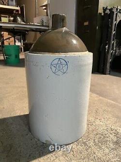 Antique 5 Gallon Western Stoneware Crock No. 5 Star Jug Solid Heavy