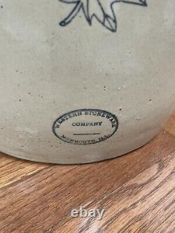 Antique 6 Gallon Crock Western Stoneware Monmouth Maple Leaf With Handles -Crack
