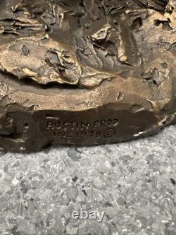 Antique American Sculpture Cowboy on Horse White Metal