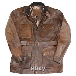 Antique Brown Trialmaster Panther Benjamin Genuine Leather Military Jacket Mens