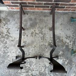 Antique Cast Iron Fireplace Andirons RARE vintage Western Cabin Large