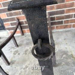Antique Cast Iron Fireplace Andirons RARE vintage Western Cabin Large