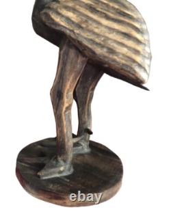 Antique Folk Art Hand Carved Wooden Chicken Primitive Rustic Farm Bird Statue