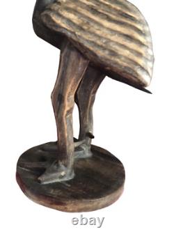 Antique Folk Art Hand Carved Wooden Chicken Primitive Rustic Farm Bird Statue