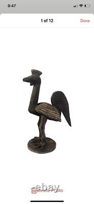 Antique Folk Art Hand Carved Wooden Chicken Primitive Rustic Farm Bird Statue