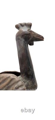 Antique Folk Art Hand Carved Wooden Chicken Primitive Rustic Farm Bird Statue