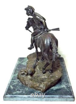 Antique Frederic Remington Style Bronze Indian Warrior on Horse