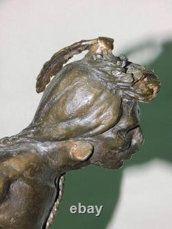 Antique Frederic Remington Style Bronze Indian Warrior on Horse