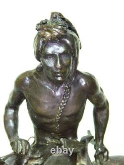 Antique Frederic Remington Style Bronze Indian Warrior on Horse Antique Frederic Remington Style Bronze Indian Warrior on Horse