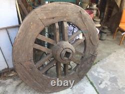 Antique Indian Ox cart wagon wheel. Large, heavy wood/ metal rim