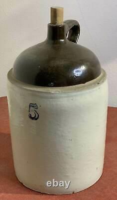 Antique Jug Western Stoneware No. 5 Crock 5 Gallon