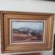 Antique Landscape Mountain Art Rustic Barn Print Thick BRONZE/GOLD Scroll Frame
