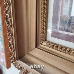 Antique Landscape Mountain Art Rustic Barn Print Thick BRONZE/GOLD Scroll Frame