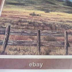 Antique Landscape Mountain Art Rustic Barn Print Thick BRONZE/GOLD Scroll Frame