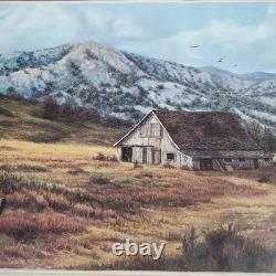 Antique Landscape Mountain Art Rustic Barn Print Thick BRONZE/GOLD Scroll Frame