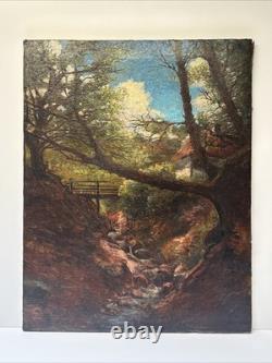 Antique Landscape Painting Creek Home Impressionist Peterson Mystery Large Oil