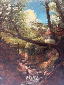 Antique Landscape Painting Creek Home Impressionist Peterson Mystery Large Oil