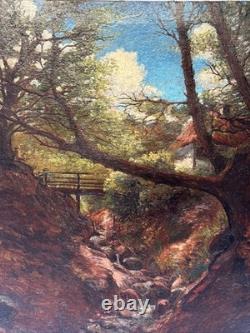 Antique Landscape Painting Creek Home Impressionist Peterson Mystery Large Oil
