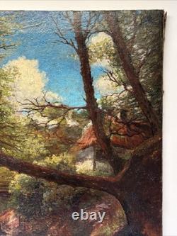 Antique Landscape Painting Creek Home Impressionist Peterson Mystery Large Oil