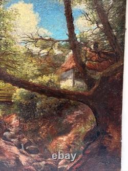 Antique Landscape Painting Creek Home Impressionist Peterson Mystery Large Oil