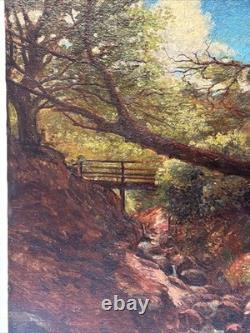 Antique Landscape Painting Creek Home Impressionist Peterson Mystery Large Oil
