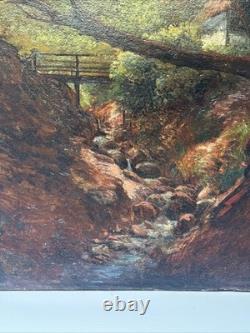 Antique Landscape Painting Creek Home Impressionist Peterson Mystery Large Oil