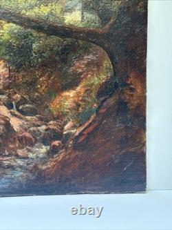 Antique Landscape Painting Creek Home Impressionist Peterson Mystery Large Oil