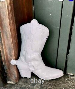 Antique Large Cast Iron Cowboy Boot Western Rustic Decor Garden Vase Door Stop