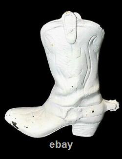 Antique Large Cast Iron Cowboy Boot Western Rustic Decor Garden Vase Door Stop