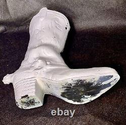 Antique Large Cast Iron Cowboy Boot Western Rustic Decor Garden Vase Door Stop