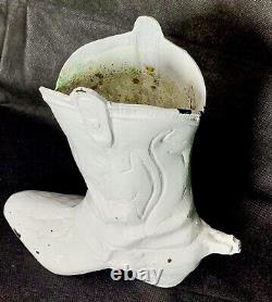 Antique Large Cast Iron Cowboy Boot Western Rustic Decor Garden Vase Door Stop