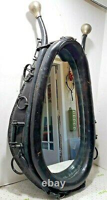 Antique Large Leather Horse Collar Mirror with Hames