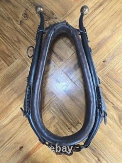 Antique Leather, Wood, &Brass Horse Collar with Brass Topper L 30 W 20 H 8
